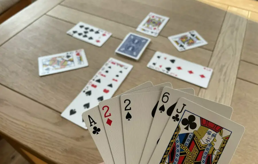 A players hand in a game of Kings Corner