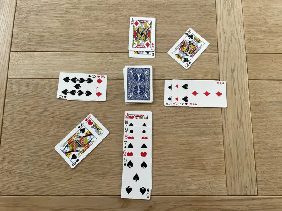 A birds eye view of a game of Kings Corner