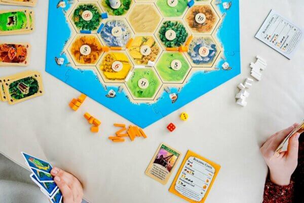 Arial view of Catan game