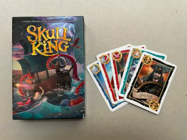 The Skull King box and the five special cards in the non-advanced version of the game