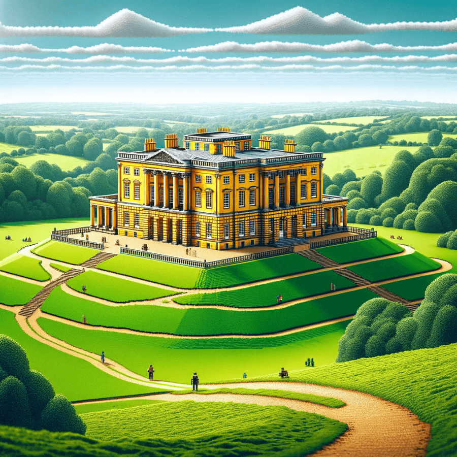 Dower House, Stoke Park, in the style of Minecraft