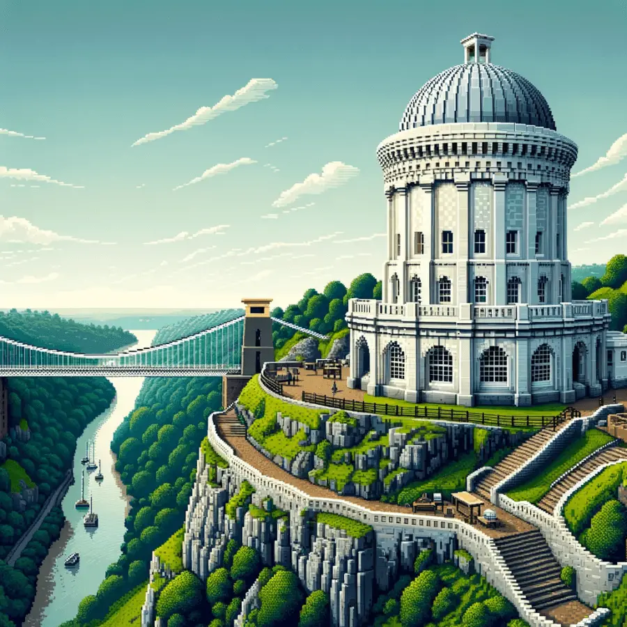 The Clifton Observatory in the style of Minecraft