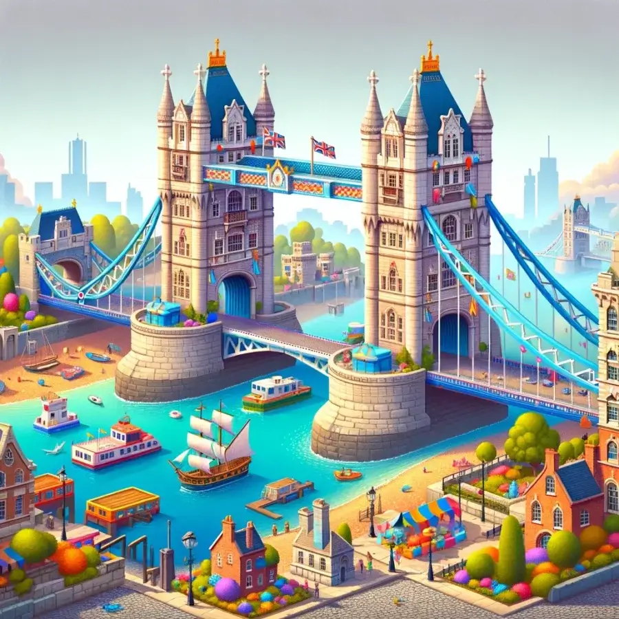 London Bridge, London, UK, in the style of Super Mario